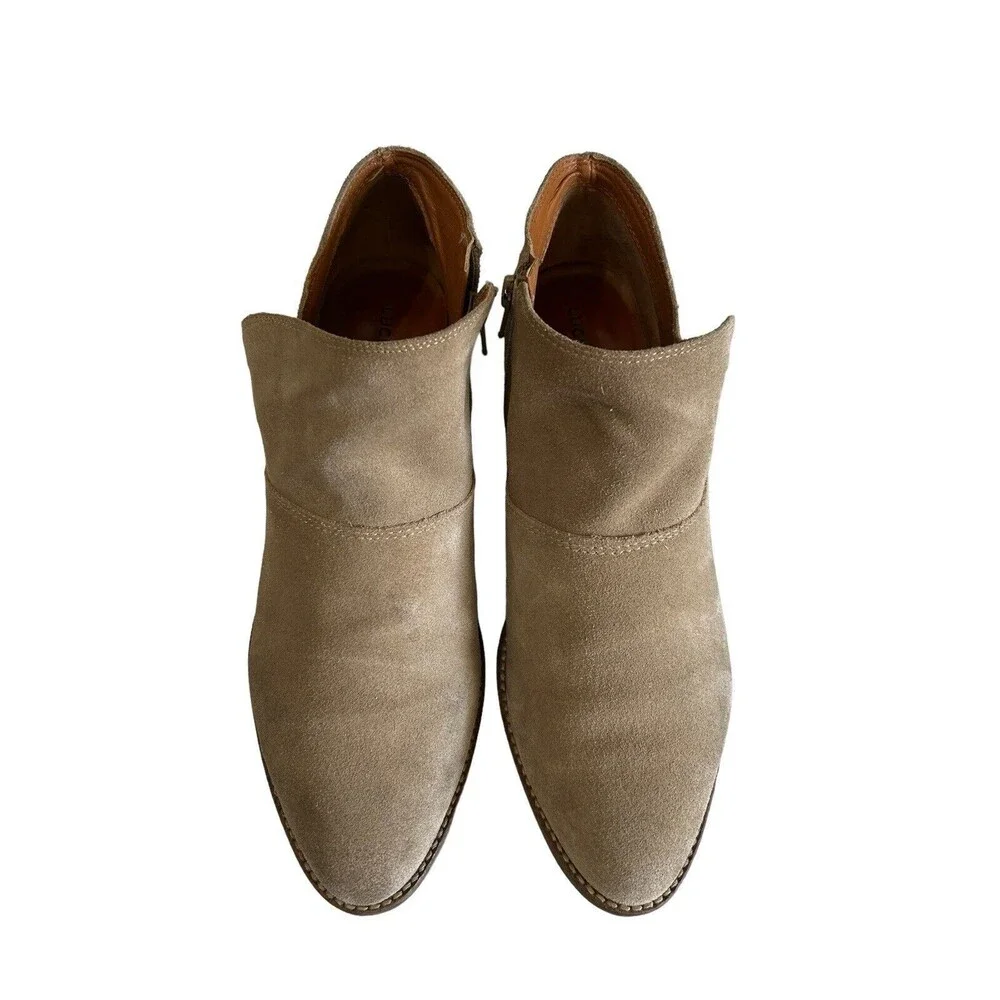 Lucky Brand Boots Women's Tan Leather Suede Side Zip Ankle  Booties 10M